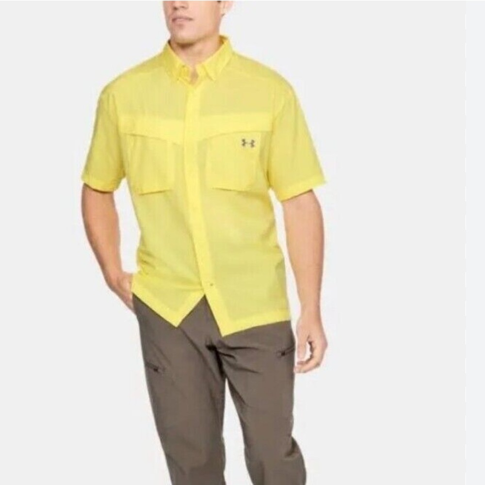 Under Armour Men's Bright Yellow Casual Performance Shirt XL - Picture 8 of 8